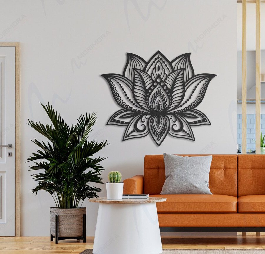 XL Lotus Flower Mandala Metal Wall Art, Bedroom Wall Decor, Living Room Wall Art, Home Decor, Yoga Gifts, Large Wall Decor, Gift for her